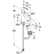 Смеситель для раковины с донным клапаном Kludi Bozz 382885376