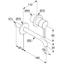 Смеситель для раковины без донного клапана Kludi Nova Fonte Pura 202445315