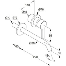 Смеситель для раковины без донного клапана Kludi Nova Fonte Pura 202455315