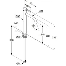 Смеситель для раковины без донного клапана Kludi Nova Fonte Pura 202985315