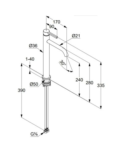 Смеситель для раковины без донного клапана Kludi Nova Fonte Pura 202985315