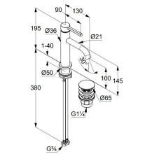 Смеситель для раковины с донным клапаном Kludi Nova Fonte Pura 202885315