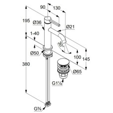 Смеситель для раковины с донным клапаном Kludi Nova Fonte Pura 202885315