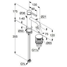 Смеситель для раковины с донным клапаном Kludi Nova Fonte Pura 202665315