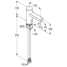 Смеситель для раковины электроннный 230V без донного клапана Kludi Zenta SL 3820039