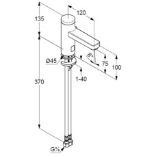 Смеситель для раковины электроннный 230V без донного клапана Kludi Zenta SL 3820039