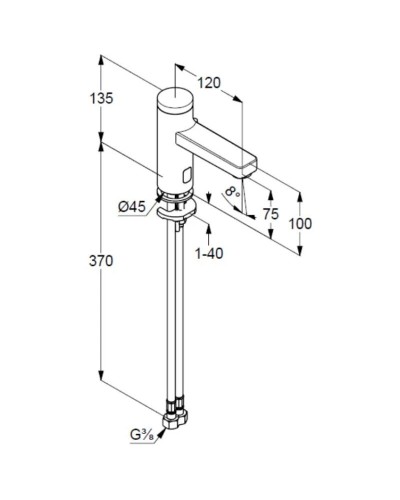 Смеситель для раковины электроннный 230V без донного клапана Kludi Zenta SL 3820039
