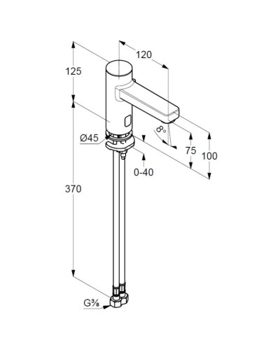 Смеситель для раковины электроннный 9V без донного клапана Kludi Zenta SL 3810039