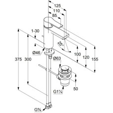 Смеситель для раковины с донным клапаном Kludi Zenta SL 482903965