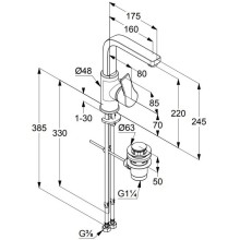 Смеситель для раковины с донным клапаном Kludi Zenta SL 480273965