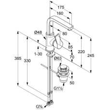 Смеситель для раковины с донным клапаном Kludi Zenta SL 480273965