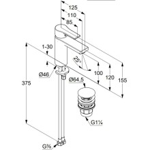 Смеситель для раковины с донным клапаном Kludi Zenta SL 482983965
