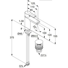 Смеситель для раковины с донным клапаном Kludi Zenta SL 482983965