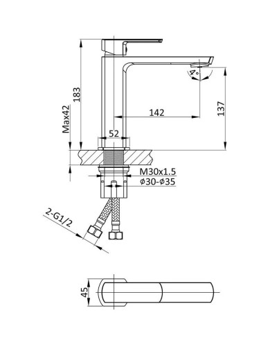 Смеситель для раковины без донного клапана Vincea Next VBF-1N1GM