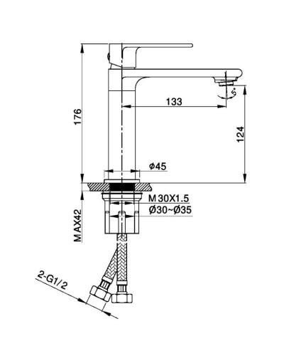 Смеситель для раковины без донного клапана Vincea Vogue VBF-1V1CH