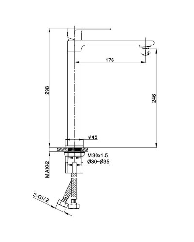 Смеситель для раковины без донного клапана Vincea Vogue VBF-1V2BG