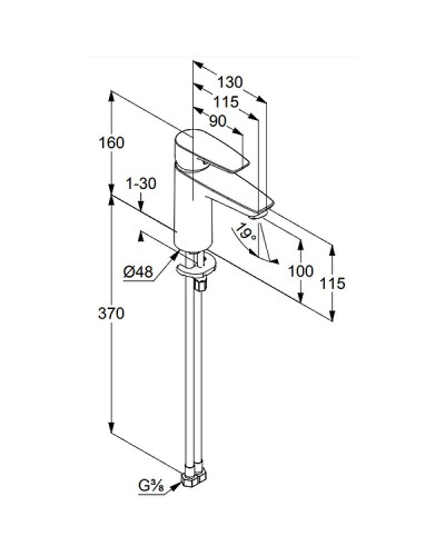 Смеситель для раковины Kludi Pure Solid 342920575 Хром