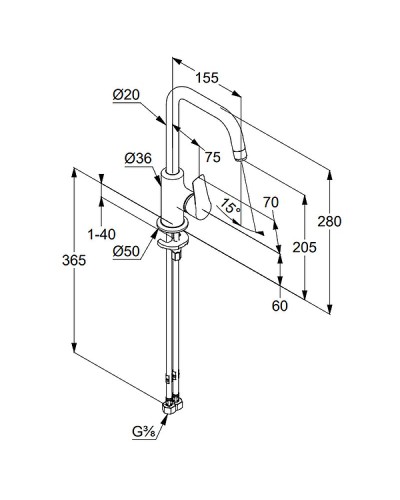 Смеситель для раковины Kludi Pure Solid 340240575 Хром