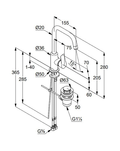 Смеситель для раковины Kludi Pure Solid 340250575 Хром