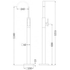 Смеситель напольный для раковины Abber Wasserfall AF8640B