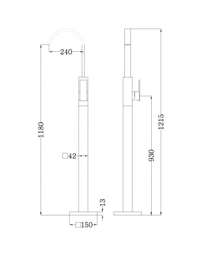 Смеситель напольный для раковины Abber Wasserfall AF8640B