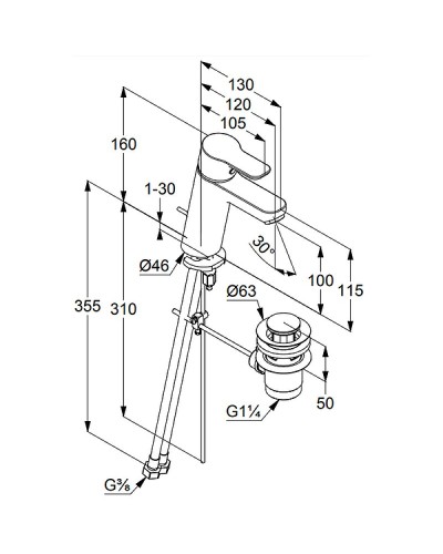 Смеситель для раковины Kludi Pure Easy 371900565 Хром