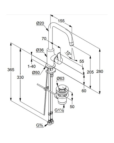Смеситель для раковины Kludi Pure Easy 370230565 Хром