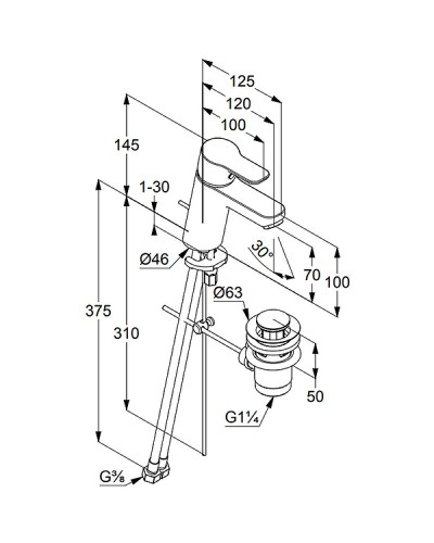 Смеситель для раковины Kludi Pure Easy 372820565 Хром
