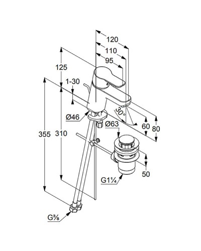 Смеситель для раковины Kludi Pure Easy 373850565 Хром