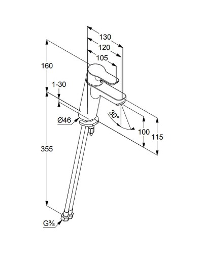 Смеситель для раковины Kludi Pure Easy XL 372920565 Хром