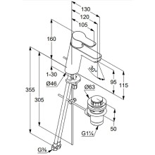 Смеситель для раковины Kludi Pure Easy XL 372900565 Хром