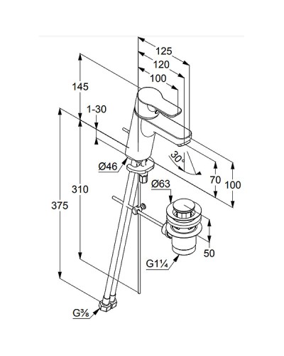 Смеситель для раковины Kludi Pure Easy 373829165 Белый Хром