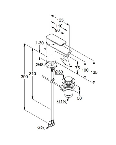 Смеситель для раковины Kludi Pure Style 403820575 Хром