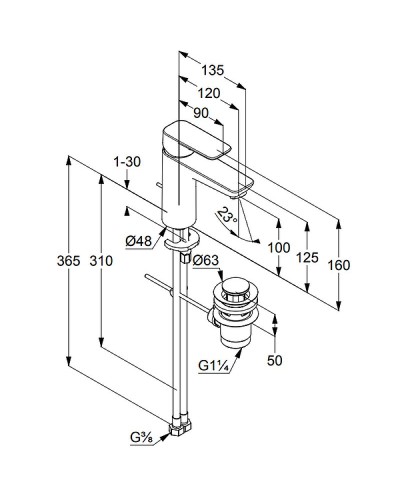 Смеситель для раковины Kludi Pure Style 402900575 Хром