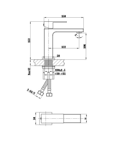 Смеситель для раковины без донного клапана Vincea Cube VBF-1C01BG