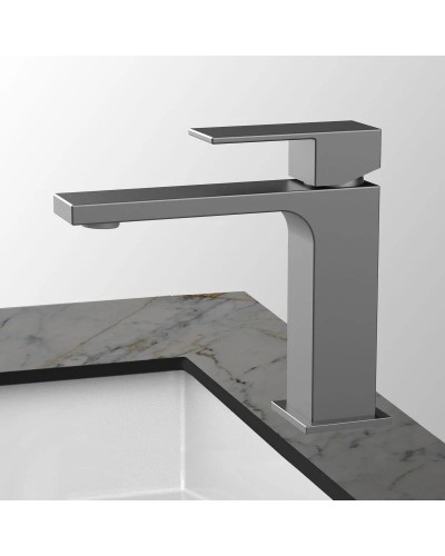 Смеситель для раковины без донного клапана Vincea Cube VBF-1C01GM