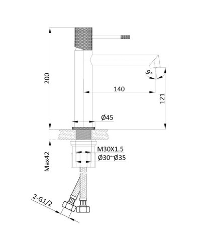 Смеситель для раковины без донного клапана Vincea Desire VBF-1D1BG