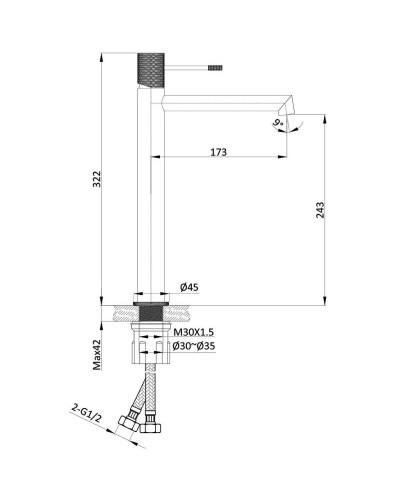 Смеситель для раковины без донного клапана Vincea Desire VBF-1D2BG