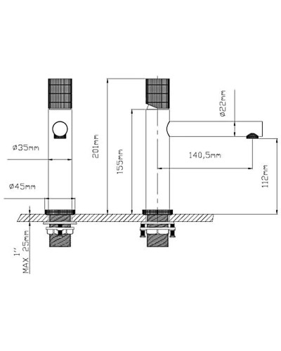Смеситель для раковины без донного клапана Vincea Groove VBF-4G1GM
