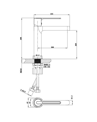 Смеситель для раковины без донного клапана Vincea Rondo VBF-1R1BG