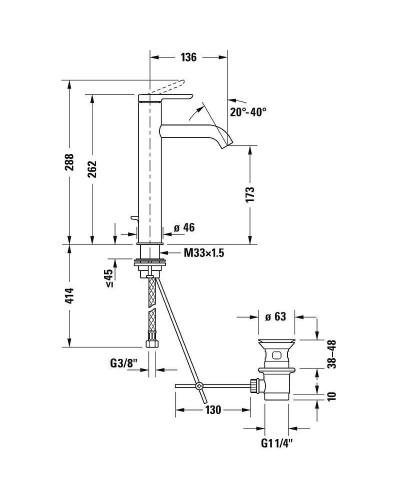 Смеситель для раковины Duravit С.1 C11030001010 Хром
