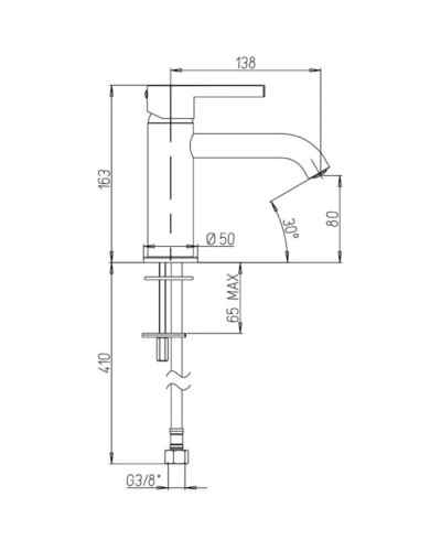 Смеситель для раковины без донного клапана Paini Brera 74PJ205O