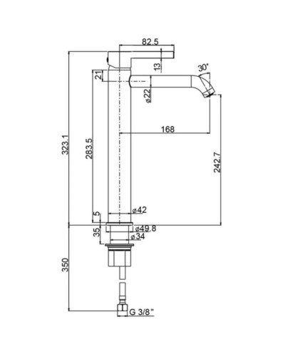 Смеситель для раковины без донного клапана Paini Brera 74PJ205OLL