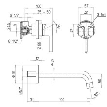Смеситель для раковины без донного клапана Paini Brera 74CR208