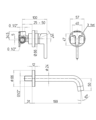 Смеситель для раковины без донного клапана Paini Brera 74PZ208