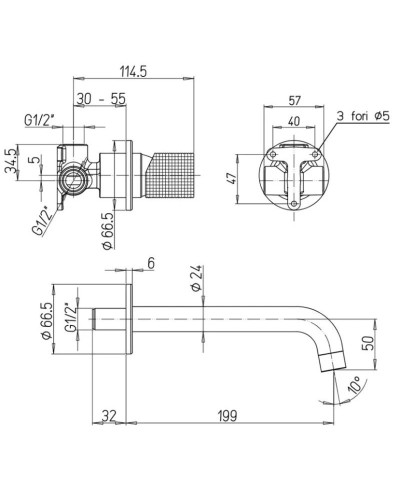 Смеситель для раковины без донного клапана Paini Cox Grip 7GCR208