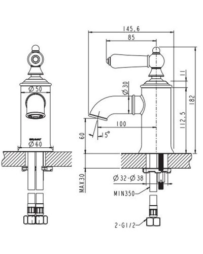Смеситель для раковины Bravat Art F175109U Бронза