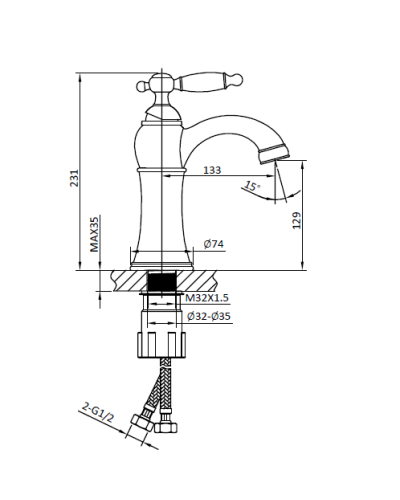 Смеситель для раковины AltroBagno Opera 0118 OrGi