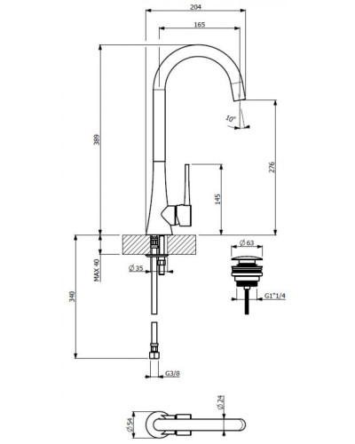 Смеситель для накладной раковины CEZARES TINK-LC-01-W0