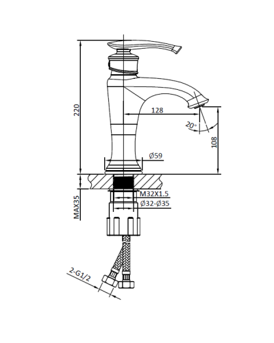 Смеситель для раковины AltroBagno Beatrice 0115 R Or